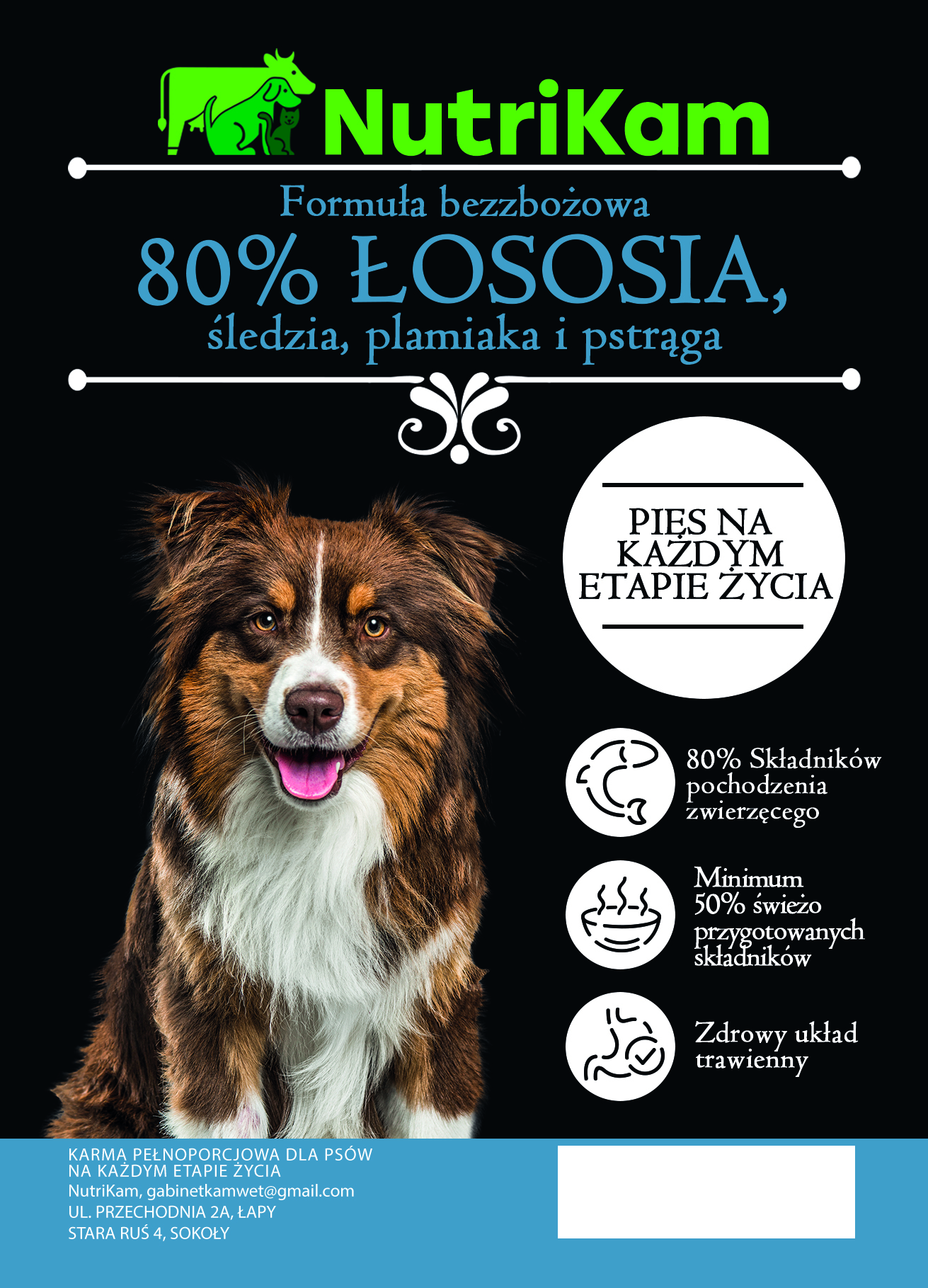 NutriKam 80% łososia ze śledziem, plamiakiem i pstrągiem