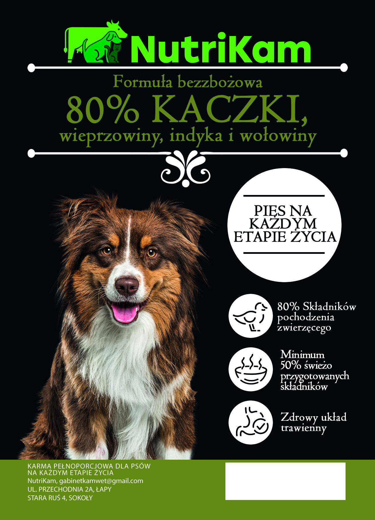 NutriKam 80% kaczki z wieprzowiną, indykiem i wołowiną